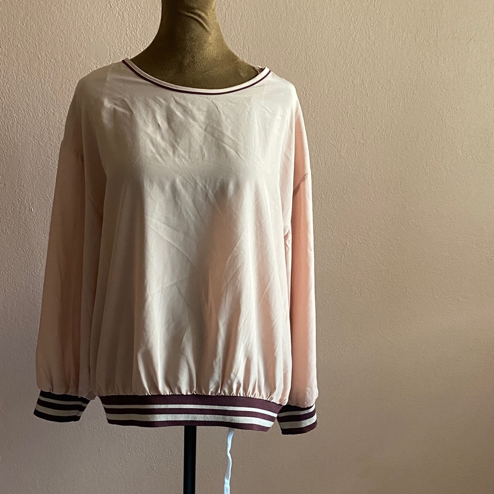 Zara Blush Sweatshirt with Plum Accents